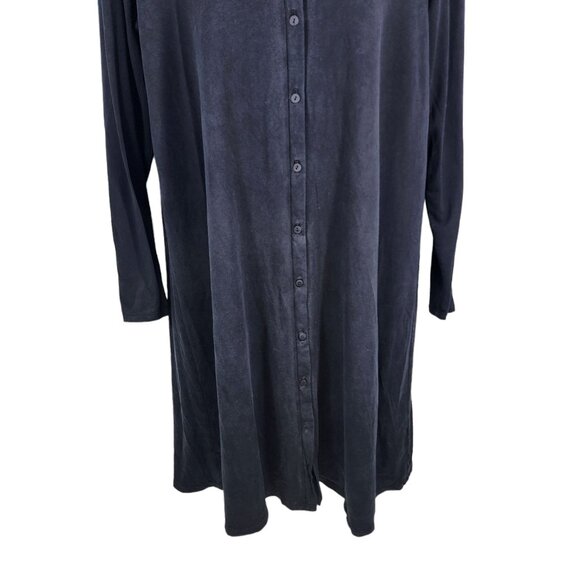 Eileen Fisher S/P Black Long Button-Up Cardigan Dress 93% Tencel 7% Spandex - Picture 6 of 9